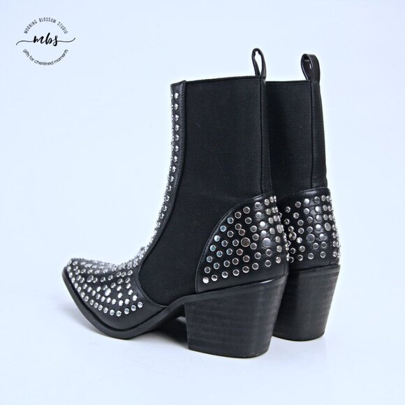 ShuShop Zsa Zsa Studded Boots Black Silver Women 6 - Picture 6 of 14